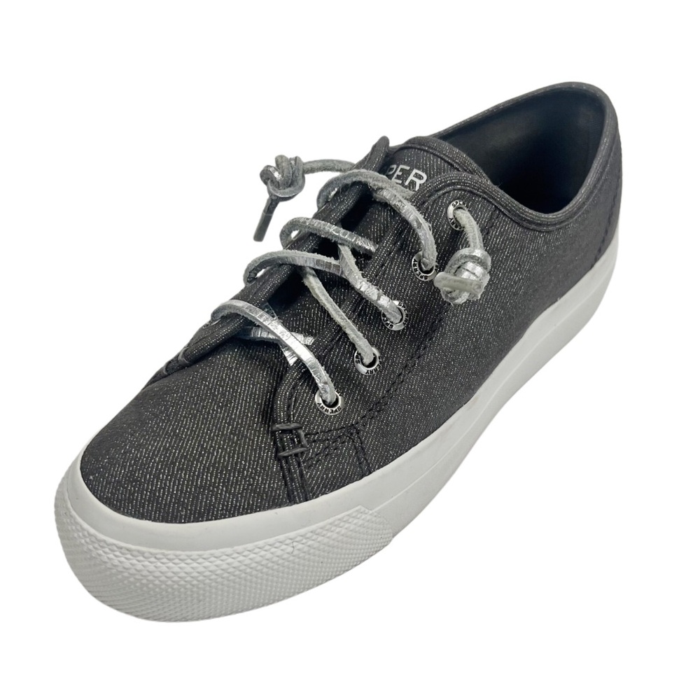 Sperry Womens Metallic Charcoal Slip On Sneaker Sz 6.5
